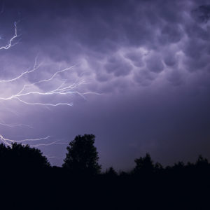 Mammatus Clouds with Lightning
